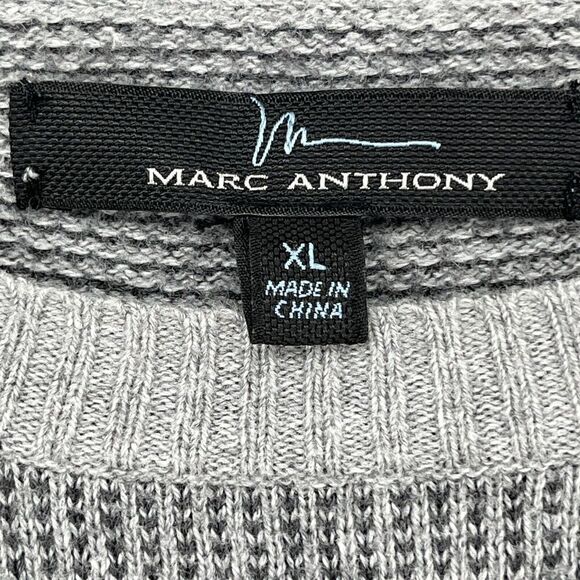 Marc Anthony Sweater Men’s XL NWT Gray Striped Cashmere Blend Long Sleeve - Picture 3 of 5